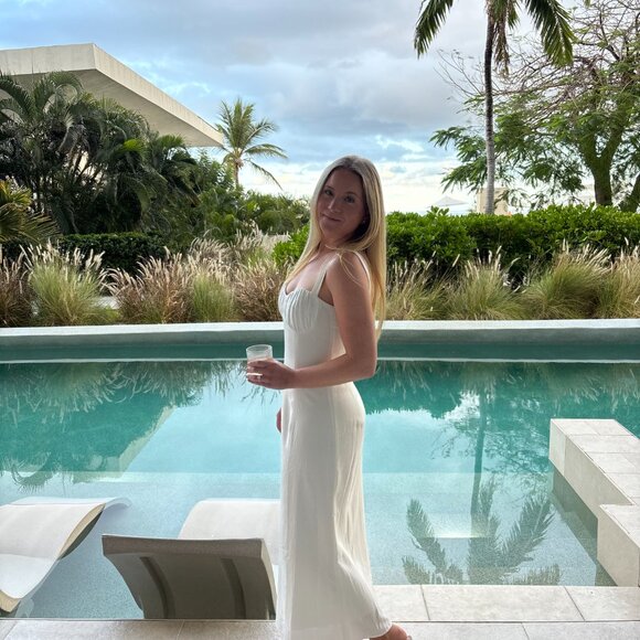 Park & Fifth White Linen Blend Midi Dress — Size Small - Picture 13 of 13